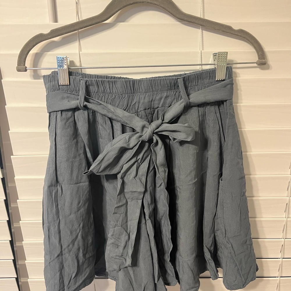 Blue/Teal Women's Flowy Shorts with Tie Waist